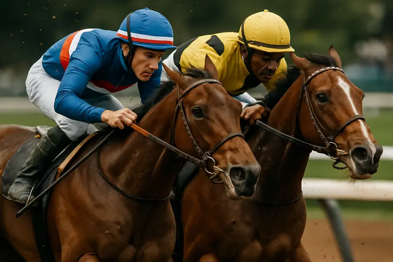 International and French-trained racehorses cantering on the ParisLongchamp turf