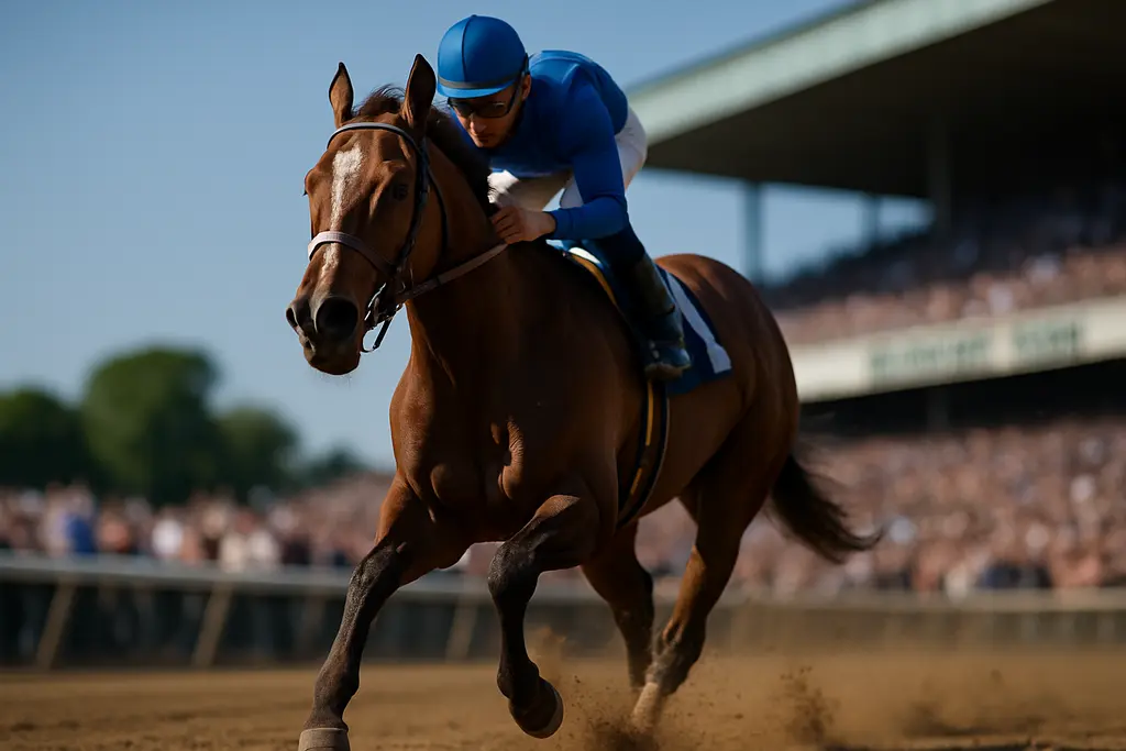 September Stakes horses train at dawn on a quiet dirt track before a late-season prep race